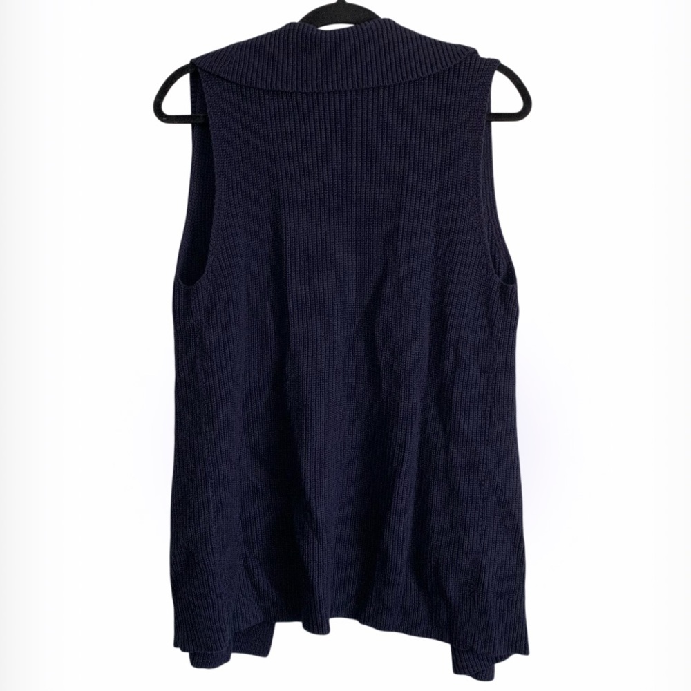 Talbots Outlet Navy Blue Sleeveless Open Front Cardigan - Picture 2 of 5